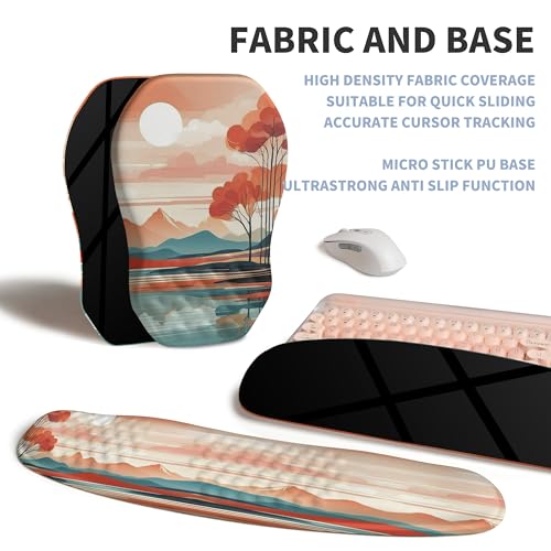 2-in-1 Ergonomic Set, Wave Keyboard Wrist Rest and Massage Slope Mouse Pad Wrist Support, Rebound Memory Foam for Relieve Carpal Tunnel Syndrome and Wrist Pain (Landscape) - color: Landscape