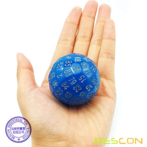 Bescon Glowing Polyhedral 100 Sided Dice - Acid Blue, Luminous D100, Glow in Dark Gaming Cube - color: Blue Glowing in Dark