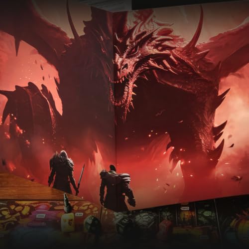 2 PCS DM Screen for D&D 5E Epic-Themed Dungeon Master Cheat Sheet | 34" x 11" , waterproof reusable surface, foldable to A4, 5E core rule reference, TTRPG Accessories, DND Starter Set