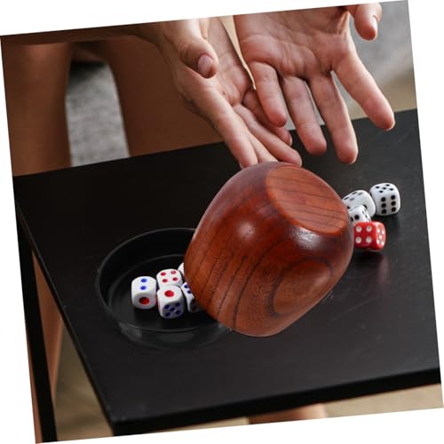 VOSAREA Wooden Dice Rolling Cup Set with Lid Capacity Shaking Box for Board Games Includes Small Dice and Easy to Clean Storage Cup
