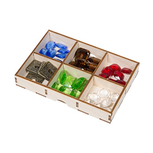 The Broken Token Board Game Organizer - Splendor and Cities Expansion Compatible Wood Storage Box with Multiple Trays