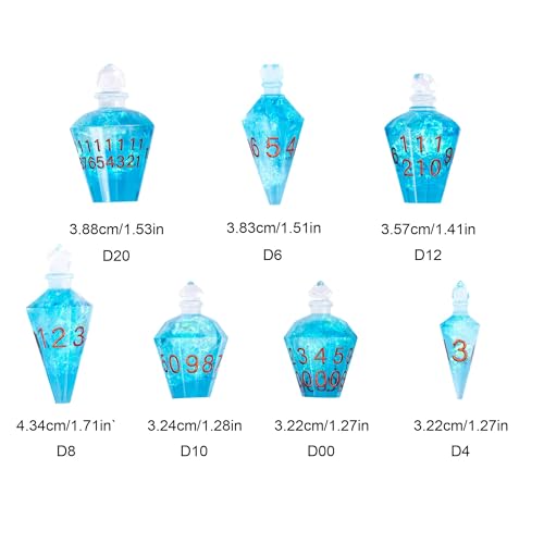 7PCS Potion DND Dice Set,Transparent Sharp Edge Die Set D&D RPG Polyhedral Dice,for Dungeons and Dragons TTRPG Games Roleplaying Games.(Blue Galaxy) - color: Blue Galaxy