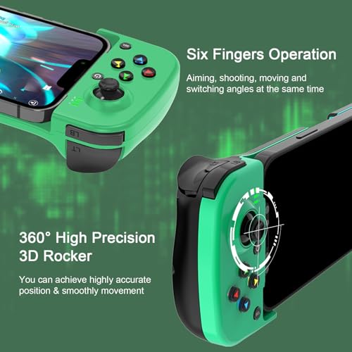 Joso Phone Controller for iPhone/Android Support Phone Case, Mobile Gaming Controller with Ergonomic Design - Wireless Gamepad for Cloud Gaming & PS Remote Play - color: Green+Blue
