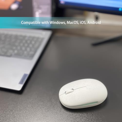 Wireless Mouse (Bluetooth+2.4G) Rechargeable Portable Silent Quiet Computer Mouse with 4000 DPI for Laptop/PC/Mac/MacBook/Chromebook/Surface Pro/iPad/Tablet Ambidextrous (White) - color: White