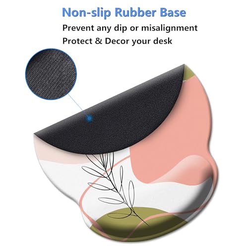 Mouse Pad Wrist Support,Ergonomic Mouse Pad with Wrist Rest,Comfortable Mousepad with Smooth Wrist Rest,Pain Relief Mouse Pads for Non-Slip Base,Computer,Laptop,Office & Home (Rose) - color: Rose