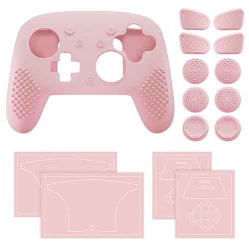 PlayVital Silicone Cover Skin for Nintendo Switch 2 Pro Controller – 3D Studded Edition Anti-Slip Grip Protector Case for Switch 2 Pro with Button Cap, Thumb Grips & Sticker - Cherry Blossoms Pink - color: Cherry Blossoms Pink