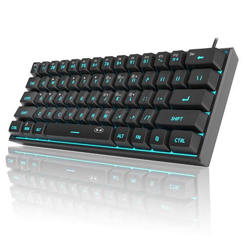 MageGee Mini 60% Gaming Keyboard, RGB Backlit 61 Key Ultra-Compact Keyboard, TS91 Ergonomic Waterproof Mechanical Feeling Office Computer Keyboards for PC, MAC, PS4, Xbox ONE Gamer(Black) - color: Black