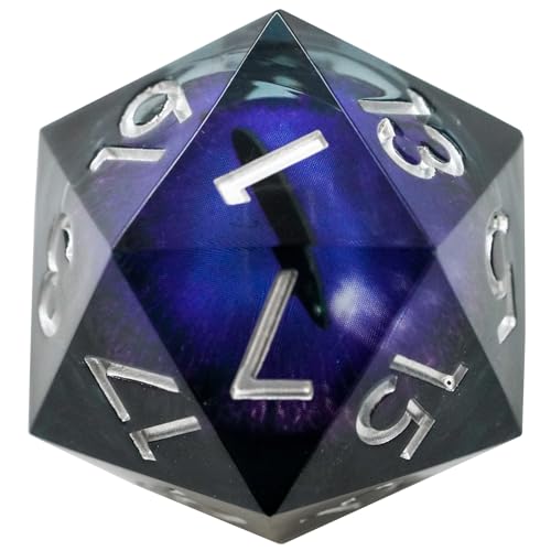 Dungeons and Dragons DND Dice D20, Moving Eyeball Liquid Core Dice Set D&D 33MM Oversized D20 Single Sharp Edge Resin dice with Gift Case, Polyhedral Dice for Role Playing Game