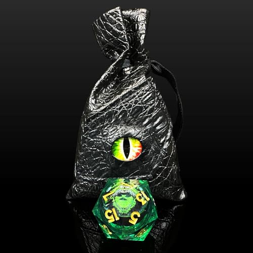 HAOMEJA D20 D&D Beholder Monster Resin Dice, DND 1 Pcs Giant 35mm Dice, Sharp Edges Dice Set Apply to Dungeons and Dragons Role Playing Games Dice (35 Be & Green) - color: A Be & Green