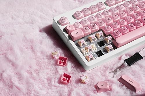 ZORNHER ZH980 Foundation Mechanical Keyboard,95% Pink& White Creamy Keyboard with Number Pad,Cute Jelly MOA Profile Keycaps,Creamy Sounding Linear Switches,Hot-Swappable,RGB Backlit - color: Pink Foundation-White Case, size: Creamy Switch