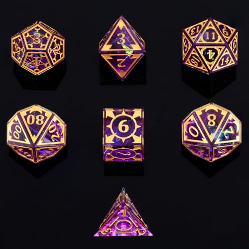 DND Resin dice Color Sharp Edge dice Set Dungeon Polyhedron D and D dice Set Suitable for D&D Role-Playing Tabletop Games D20 D12 D10 D8 D6 D4 (Purple;) - color: Purple;