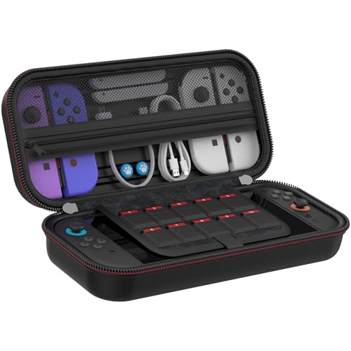 Switch Carrying Case for Nintendo Switch 2 (2025)/Switch/OLED, Switch Travel Carrying Case Hard Shell Protective for Nintendo Switch 2 Accessories, 10 Game Card Slots, Crush-resistant - size: Case only-Black