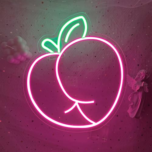 Peach LED Neon Light Sign, Pink Peach for Wall Decor Room Party Decorations Bar Pub Club Girls Bedroom Birthday Party Bathroom Decor Gifts USB Powered(12.6"*11.8") - style: Peach
