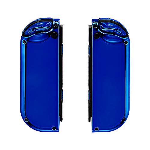 eXtremeRate DIY Replacement Shell Buttons for Nintendo Switch & Switch OLED, Chrome Blue Custom Housing Case with Full Set Button for Joycon Handheld Controller - Console Shell NOT Included - color: Chrome Blue