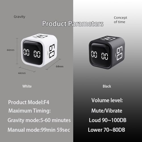 EooCoo Pomodoro Timer Cube, Small Gravity Timer, 5 10 30 60 Mins Preset | Desk Timer Flip Timer, ADHD Tools Cube Countdown Stopwatch, Office Desk Decoration for Work, Study, Back to School, Kitchen - style: Digital Display
