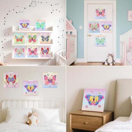 Gem Art Sticker Kit,Diamond Art Sticker Crafts for Kids Ages 4-12 | 8 Butterfly Theme, 1000+ Gems, No glue, No mess, Gemstone Sticker Arts and Crafts for Kids, Christmas Birthday Gift for Girls - color: Rose-Butterfly