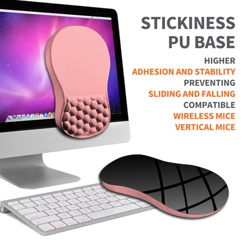 Ergonomic Joint Wrist Support Mouse Pad with Memory Foam Cushion Massage Bump, Carpal Tunnel Pain Relief Mousepad Slope Design for Wrist Rest, 11.8x7.9 in, Pink - color: Pink