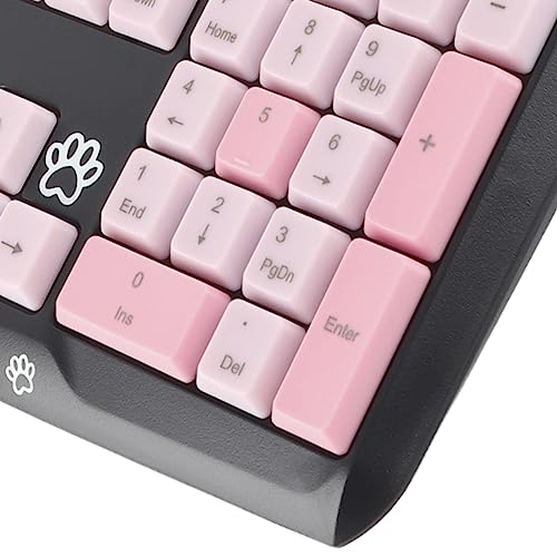 ANGGREK Silent Keyboard Mechanical Keyboard Membrane USB Wired 104 Keys QWERTY with Adjustable Bracket for Laptop Home Office Gaming (Black Pink) - color: Black Pink