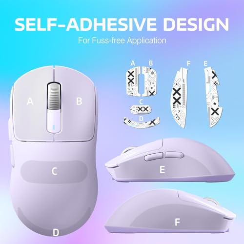 ATTACK SHARK X3 Wireless Gaming Mouse, 49g Bluetooth/2.4G/USB-C Ergonomic Computer Mouse, PAW3395 26K DPI Sensor, 200h Battery Life, Programmable Buttons, Gaming Accessories for PC/Laptop/Mac - color: Lavender & Griptape