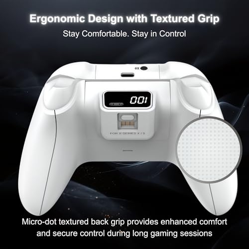 Elenai Wireless Gaming Controller Compatible with Xbox One X S, Xbox Series X S, PC, Android, Bluetooth Gamepad with 1400mAh Rechargeable Battery, LED Power Display, 3.5mm Audio Jack, Ergonomic Grip, White