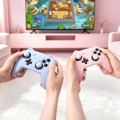 GeekShare Cat Paw Silicone Controller Skin Grips Set Compatible with Switch 2 Pro-Anti-Slip Silicone Protective Cover Case Joystick Caps for Switch 2 Pro Wireless Controller (Pink) - color: Pink
