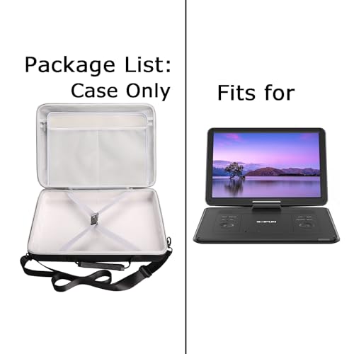 Tourmate Hard Storage Case for BOIFUN/YOTON/POFOTO/PJGCWB/WONNIE 17.5" Portable DVD Player,14'' 15.5" 15.7" 16.9" With Fixed Spring Rope EVA Box (Only Case)(Only BOX) - color: Black