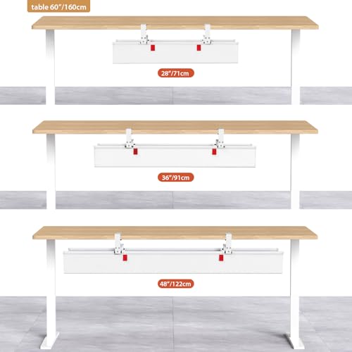 Univivi No Drill Under Desk Cable Management Tray, 28 inch Cable Management | Clamp/Screw Mount Cable Management Desk, Premium Fabric Cable Management Box, Various Sizes Wire Management for Office, Home - color: White, size: 28"L x 5.5"W