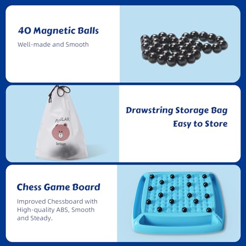 Magnet Game, Board Game for Kids 8-12, Magnetic Game Chess Set for Kids and Adults Family and Friend Games Night, Magnet Chess Game 40 Piceses, 2-4 Players (Cyan) - color: Cyan