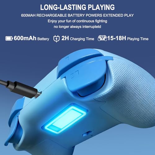 Joso Mobile Gaming Controller, Wireless Game Controller for iPad/Tablet/iPhone/Android/Switch/Switch 2/Lite/OLED/PC, Handheld Gamepad with Hall Effect Joysticks/Triggers/6-Axis Gyro - Blue - color: Blue