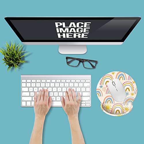Memory Foam Wrist Support Mouse Pad Comfortable Padded Wrist Mousepads 9in X10in Desktop Notebook Mouse Mat (Cute Rainbow Foam) - color: Cute Rainbow Foam