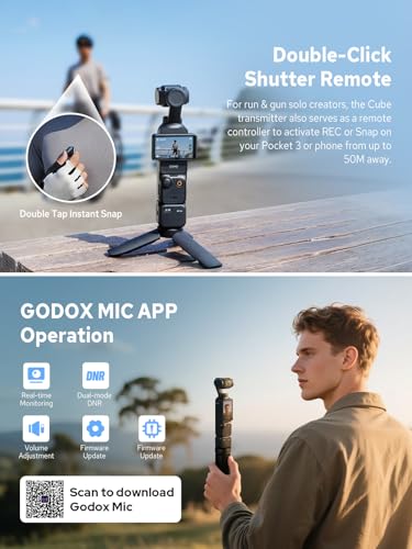GODOX Cube-OP3 Wireless Lavalier Microphone System | 48kHz 24비트 고해상도, 소음 감소, 18W 고속 충전, DJI Osmo 포켓 1.114m 범위, USB-C TX 및 RX 카메라 폰 PC용