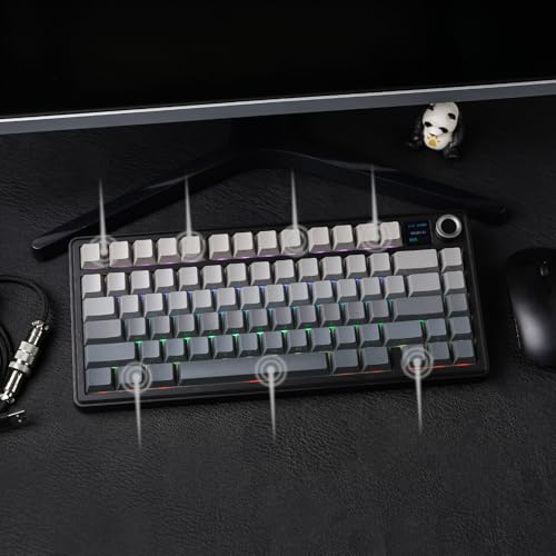 EPOMAKER X Aula F75 MAX Wireless Mechanical Keyboard with TFT Screen and Knob, Gasket Gaming Keyboard in 75% Layout, Hot Swappable, RGB Backlight, for PC/Mac/Linux (Black Gradient) - color: Black Gradient