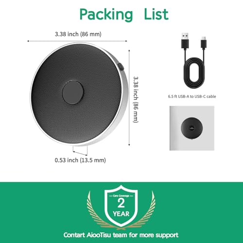 360° Computer Microphone for Desktop , USB Conference PC Mic, Noise-Canceling Technology, Recording, Skype, Online Class, Court Reporter, Plug & Play, Compatible with Windows/PC/Desktop/Laptop