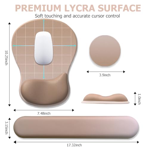 Gel Mouse Pad with Wrist Rest, Ergonomic Office Keyboard Wrist Rest, Brown | Mousepad with Wrist Support, Pain Relief, Computer Mouse Pad with Non-Slip PU Base, Desk Accessories Mat for Office & Gaming - color: Mocha Sand