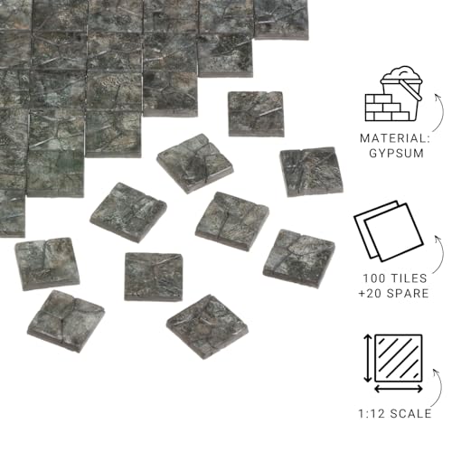Dollhouse Miniature Paving Stones, Model Tiles | Set of 50 pcs for Fairy Gardens and Tabletop Terrain, REDUCIO! - color: Dungeon Floor Tiles