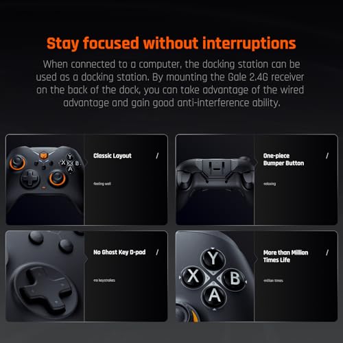 Black Shark BIGBIG WON Gale Wireless Controllers - Motion Aiming, Hall Trigger, 4 Custom Buttons - PC/iOS/Android Gaming Controller with Charging Dock - color: B.GaleSet Black