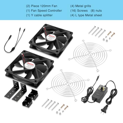 Wathai 120mm Muffin Fan Dual Ball with AC 110v - 240V Speed Control High Performance for Doorways, Wood Stoves, Fireplaces 2 Pack - style: 1225 x 2