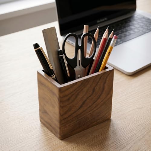 Remote Holder Hole-Free, Self-Adhesive Storage Wooden Box Small | Wall Mounted or Desk Mounted Container for Remote Phone Pencil Stationery Accessories Placement - size: Small