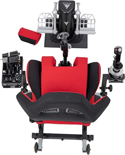 SimFab Modular Flight Simulator Cockpit For Combat Simulation. DCS Edition. Compatible With Thrustmaster Warthog, WinWing, VirPil, VKB And Alike Controls. Upgradable To General Aviation Or Sim Racing. - color: red seat