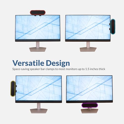 Cyber Acoustics USB Speaker Bar with LED Lights (CA-2890GX) – USB Powered Speaker Bar for PC and Mac, Dynamic LED Lights Sync to Music, Clamps to Monitors up to 1.5 Inches, Great for Music and Gaming - style: USB & LED