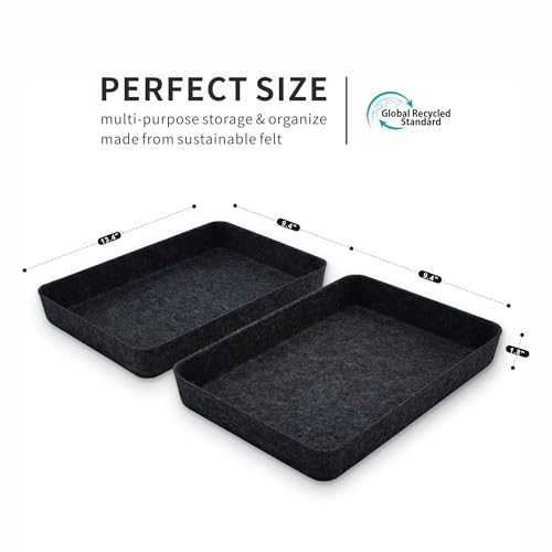 2pc Office desk drawer organizer tray documents Storage bin Charcoal - color: Charcoal