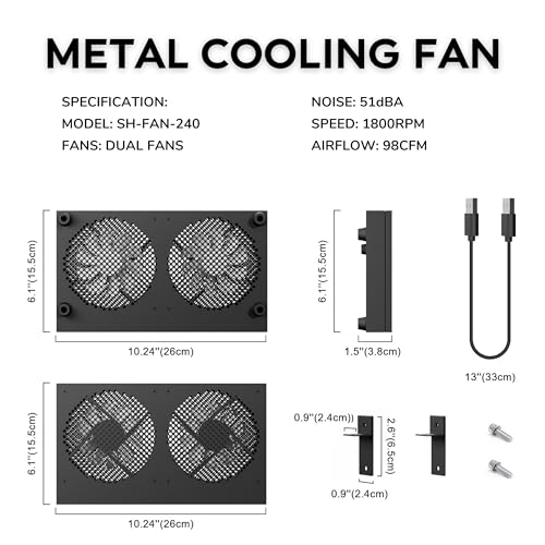 USB Computer Cooling Fan - High Airflow for Routers, PS5, Small Electronics - Up to 1900RPM - style: Black 260mm