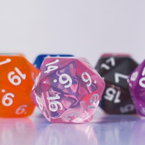 10PC D20 Polyhedral Dice Set 22mm for DND RPG MTG Table Games (Transparent Dice) - color: Transparent Dice