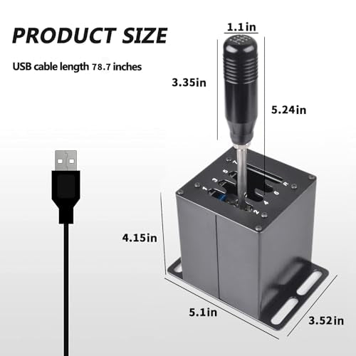 CNRAQR PC USB Simulator Shifter 7+R H Gear Shifter with Desk/Chair Mount Bracket Plate for Gear shift PC Windows Steering Compatible with LO GITECH G29/G27/G25/G920, T300RS/GT Wheel - color: 7R+Plate