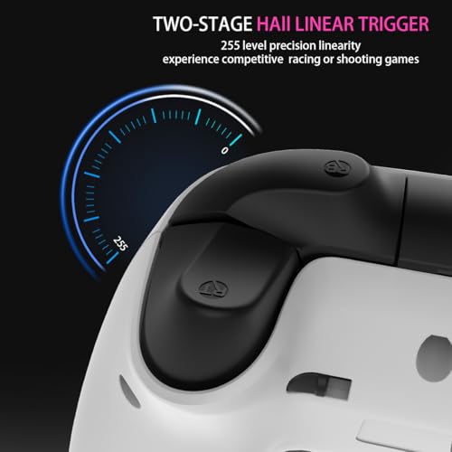 ASRVA White 2.4G Wireless Game Controller, No Bluetooth, Hall Effect Gamepad with Metal Rear Macro Buttons, Wired Plug & Play, Compatible with PC Mac Steam Deck PS3 Switch Android - color: White