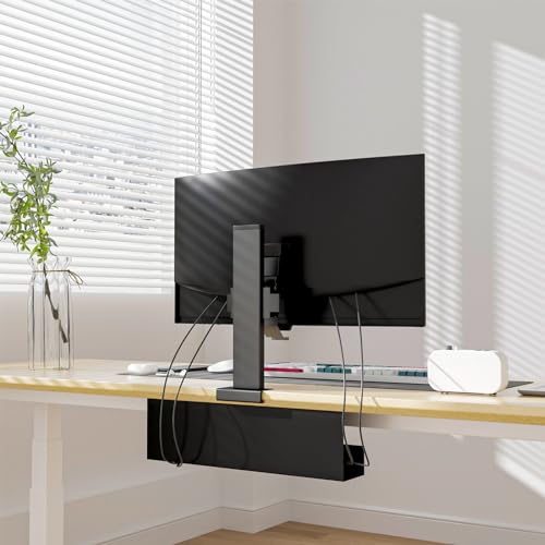 Cable Management Under Desk,17 inch Cable Management Tray | Power Strip Holder,Cord Organizer,Wire Management for Office and Home, Black