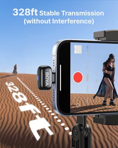 BOYA mini 2 Wireless Lavalier Microphone for iPhone 15/16/17 & Android | AI Noise Cancellation, App Control, 30H Battery Life with Charging Case for Vlogging Interviews and Content Creation