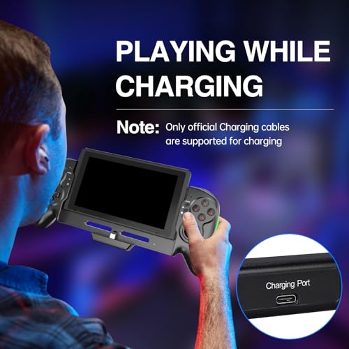 veoyya Controller Compatible with Nintd,Sch/OLED, Rechargeable Plug-in Switch Controller, One Piece Ergonomic Grip Swtch Controller for Handheld Mode with Turbo,Dual Vibration,6-Axis Motion Control
