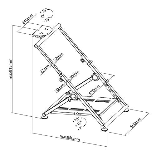 NanoRS RS155 Foldable Gaming Steering Wheel Stand Steel Frame Support Game Driving Bracket up to 20kg