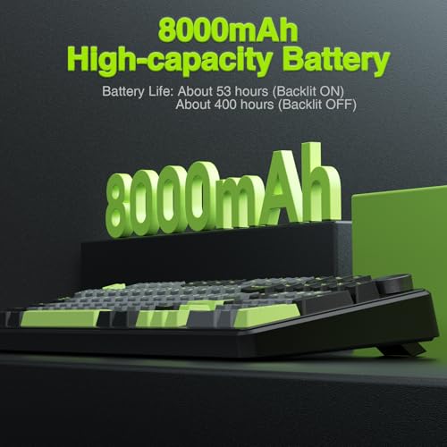 AULA F99 Pro Wireless Mechanical Keyboard with Knob,Creamy Sound,Tri-Mode BT5.0/USB-C/2.4GHz Hot Swappable Keyboard,Gasket Structure,RGB Backlit Computer Gaming Keyboards - color: With Knob-Black&Grey&Green